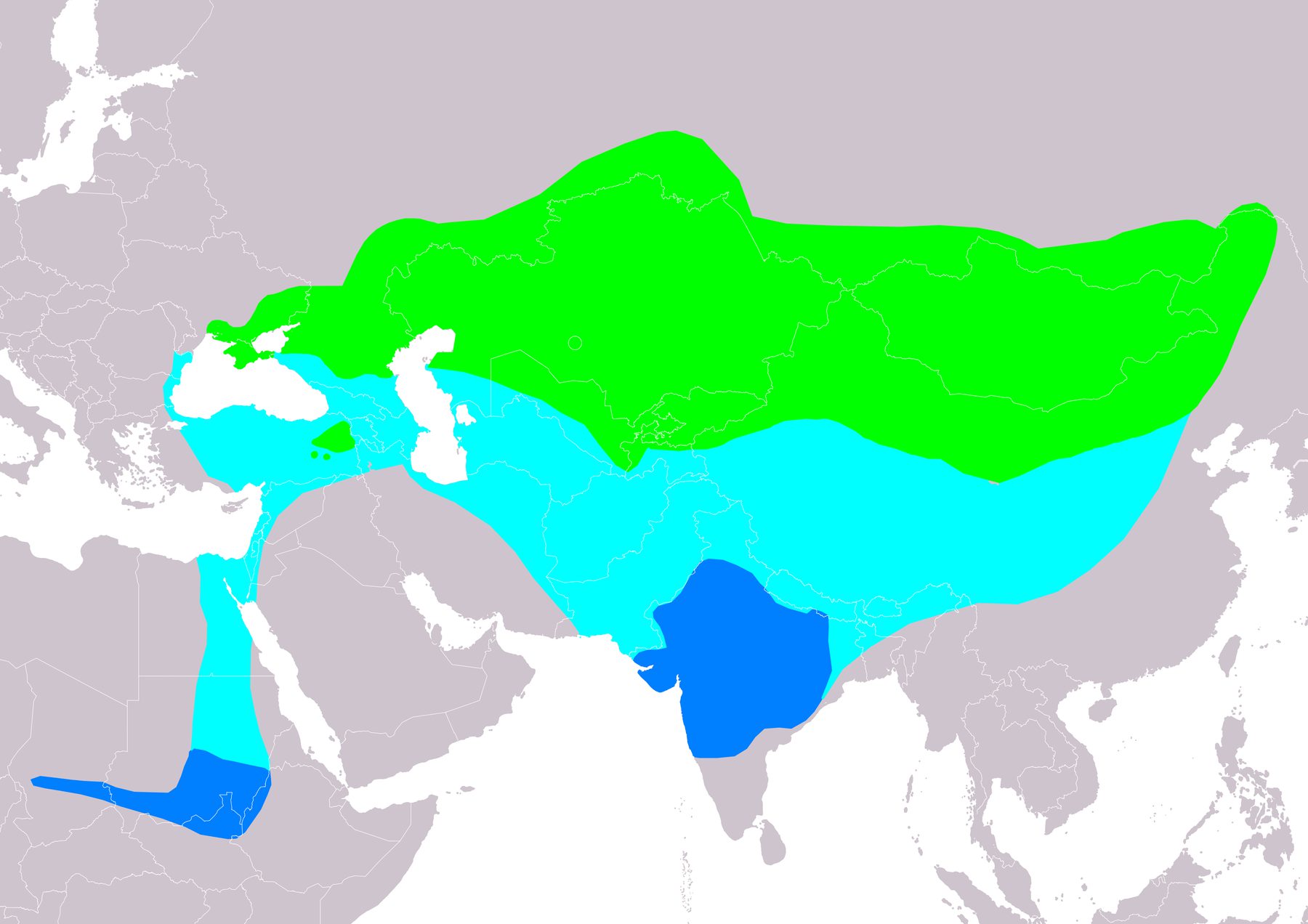 Mapa de distribución de Grulla damisela